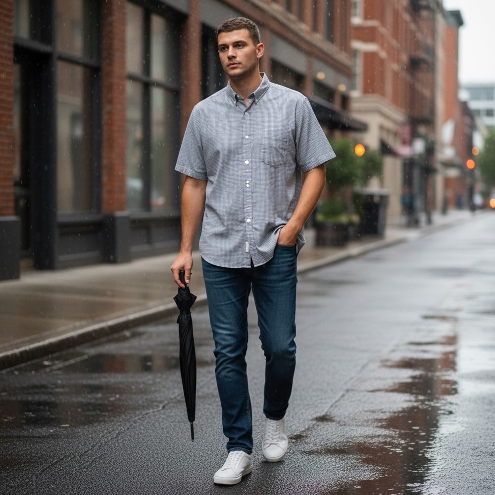 Rag & Bone Mens Slim Fit Short Sleeve Micro Stripe Button Down Shirt Grey XL